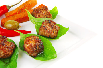 small french beef cutlets on basil