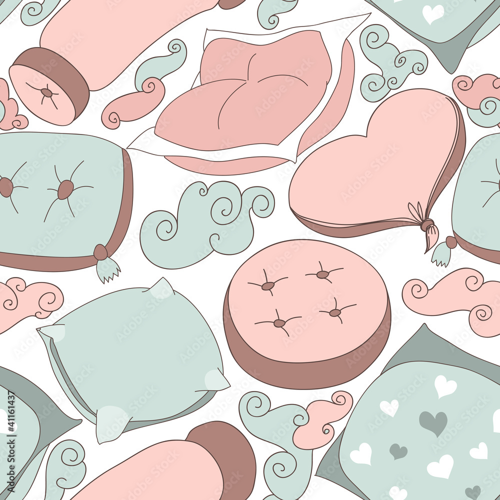 Poster pillows and clouds seamless pattern