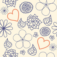 Floral seamless pattern in retro style