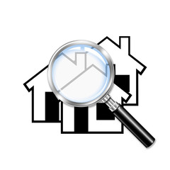 Icono lupa 3d con simbolo urbanizacion