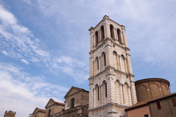 Belltower of the cathedral in Ferrera Italy