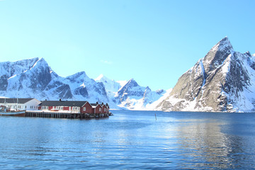 Hamnøy's fjord in wintertime