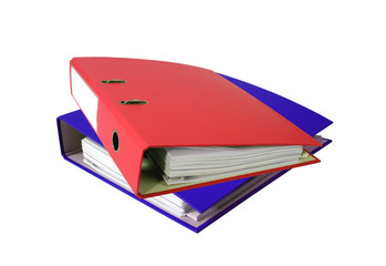 Stack of office folders isolated on white