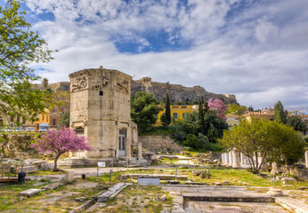 Tower of the Winds, Acropolis in background, Athens, Greece