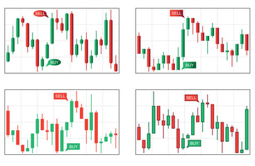 Four various  types of japan candlestick business charts
