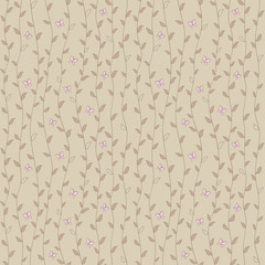 Seamless pattern with leaves and butterflies