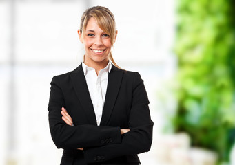 Blonde businesswoman portrait