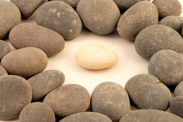 Fototapeta na wymiar Closup of white stone surrounded by grey stones