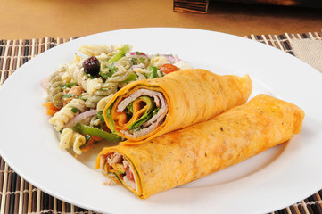 Smoked turkey and pesto wrap