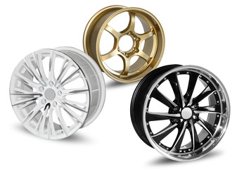 steel alloy car disks over the white background