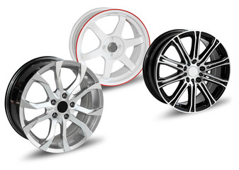 steel alloy car disks over the white background