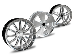 steel alloy car disks over the white background