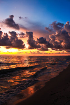 sunset on the beach.