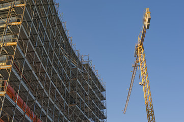 Tower crane in a building site