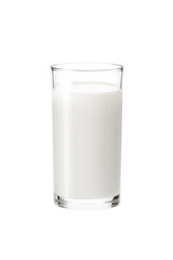 a glass of fresh milk isolated on white background