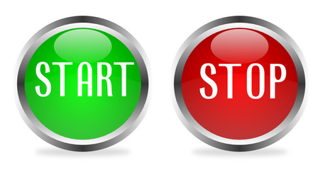 "Start-Stop'' glossy icons