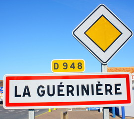 la gu&eacute;rini&egrave;re, panneau , &icirc;le de noirmoutier