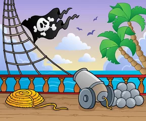 Fotobehang Piraten Piratenschip dek thema 1