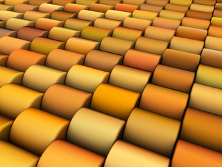 Fototapeta premium abstract 3d render multiple yellow orange cylinder backdrop patt