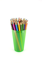 Color pencils in the green prop