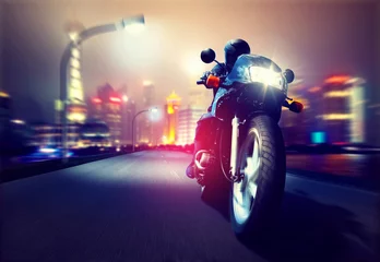 Papier Peint photo Lavable Moto Moto devant une ligne d& 39 horizon