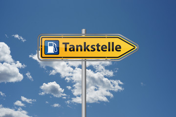 Wegweiser Tankstelle