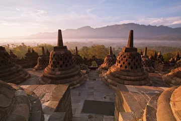 Papier Peint photo Lavable Indonésie Temple de Borobudur Indonésie