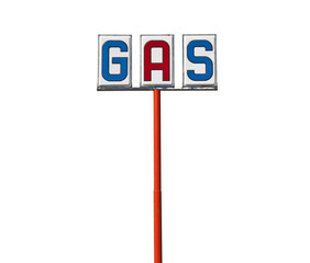 Tall Vintage Gas Sign Isolated