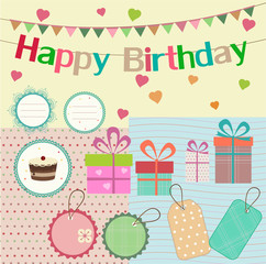 Birthday design elements for scrapbook
