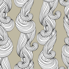 Vector seamless abstract pattern with waves and cloud.