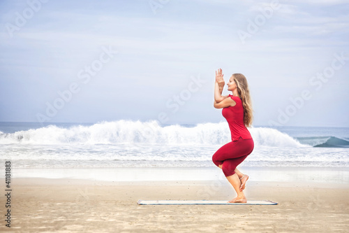 "Yoga Garudasana eagle pose" Stock photo and royalty-free ...