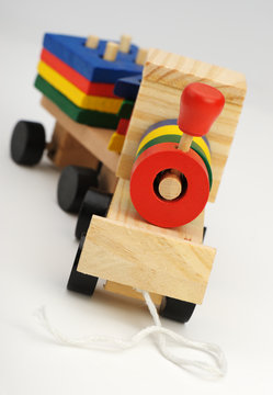 Children's wooden steam locomotive a toy