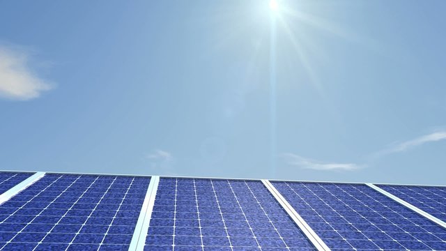 Solarzellen mit animierter Sonne und Wolken (HD 1080p,30 FPS)