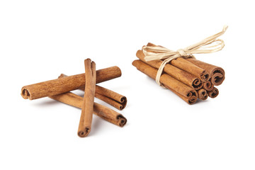 Cinnamon sticks isolated on white background