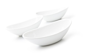 Three ceramic bowl on white background