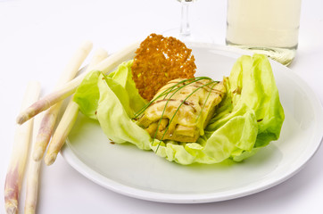 Putenschnitzel mit Spargel überbacken
