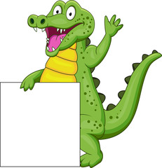 Crocodile with blak sign