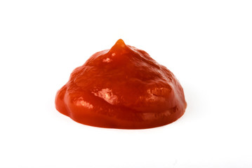 Ketchup blob on white
