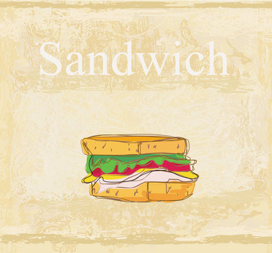 Horizontal grunge background with sandwich