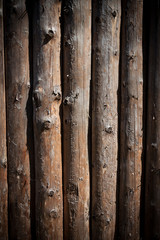 Wood log wall of old house