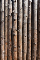 Wooden timber wall of an old house