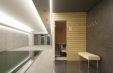 Indoor swimming pool with sauna