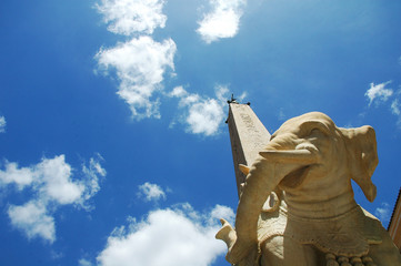 Elefantino del Bernini in Piazza della Minerva con cielo, Roma