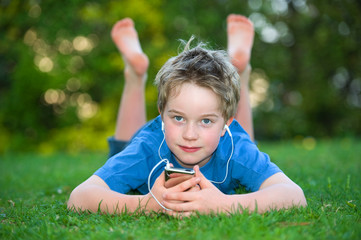 boy is listening music