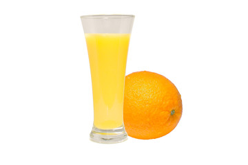 Orange juice in a glass isolated