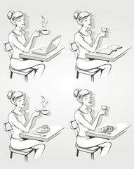 woman at the cafe set