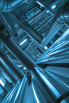 Equipment, cables and piping as found inside of  industrial powe