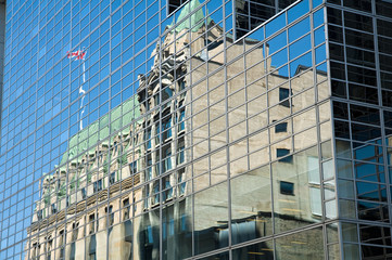 Downtown Ottawa reflected in office building