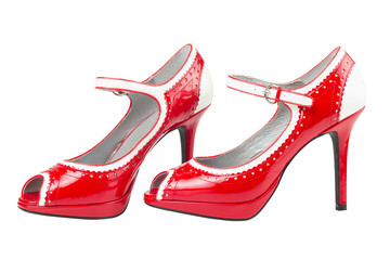 female red high heel shoe