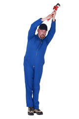 Plumber holding vernier caliper